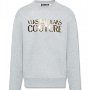Versace Iconic Metallic Logo Gray Sweatshirt